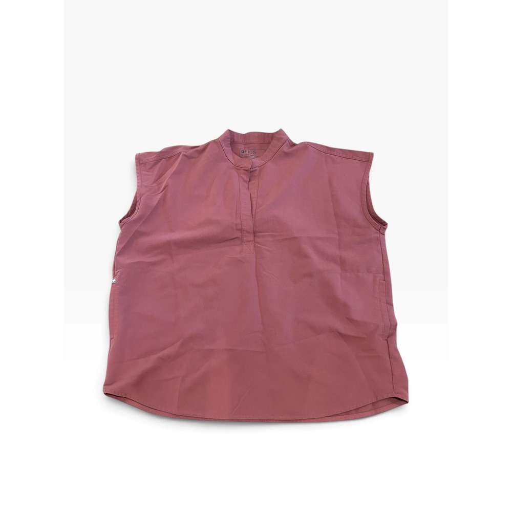 Figs Technical Collection Mauve Pink Sleeveless Scrub Top Mandarin Collar Large